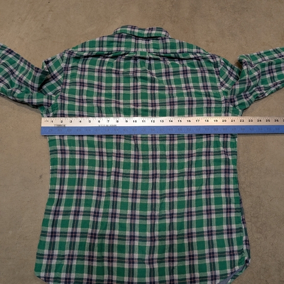 Ralph Lauren Plaid Button Down Flannel Shirt Mens M Custom Fit Green Navy - Picture 5 of 6